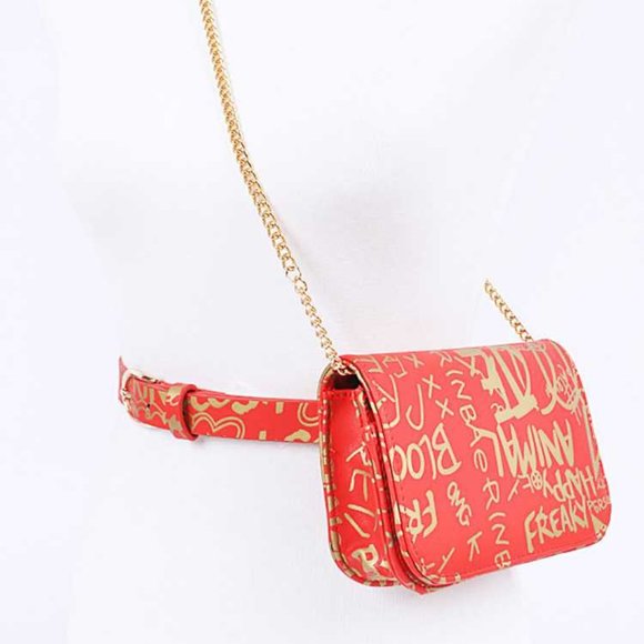 J. ELISE BOUTIQUE Handbags - RED GOLD GRAFFITI CONVERTIBLE CROSSBODY BAG